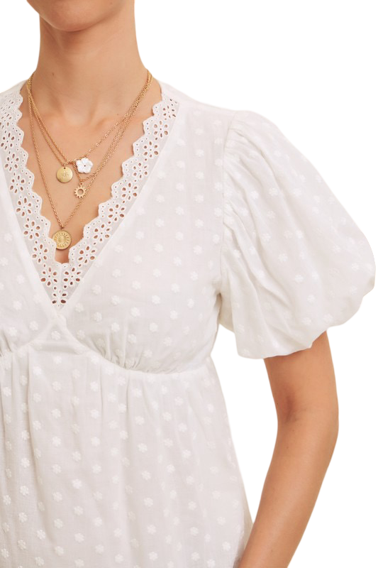 Apparel- In February Scallop Trim V Neck Blouse