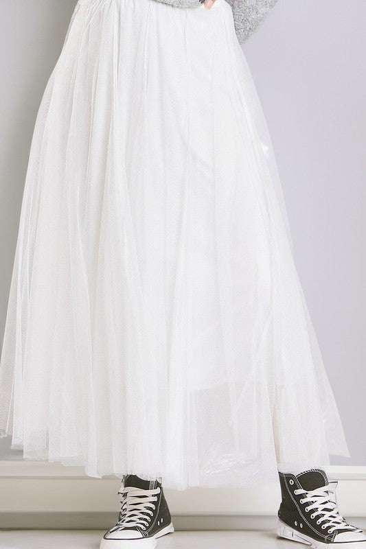 Apparel- Illa Illa Lace Mesh Layered Skirt
