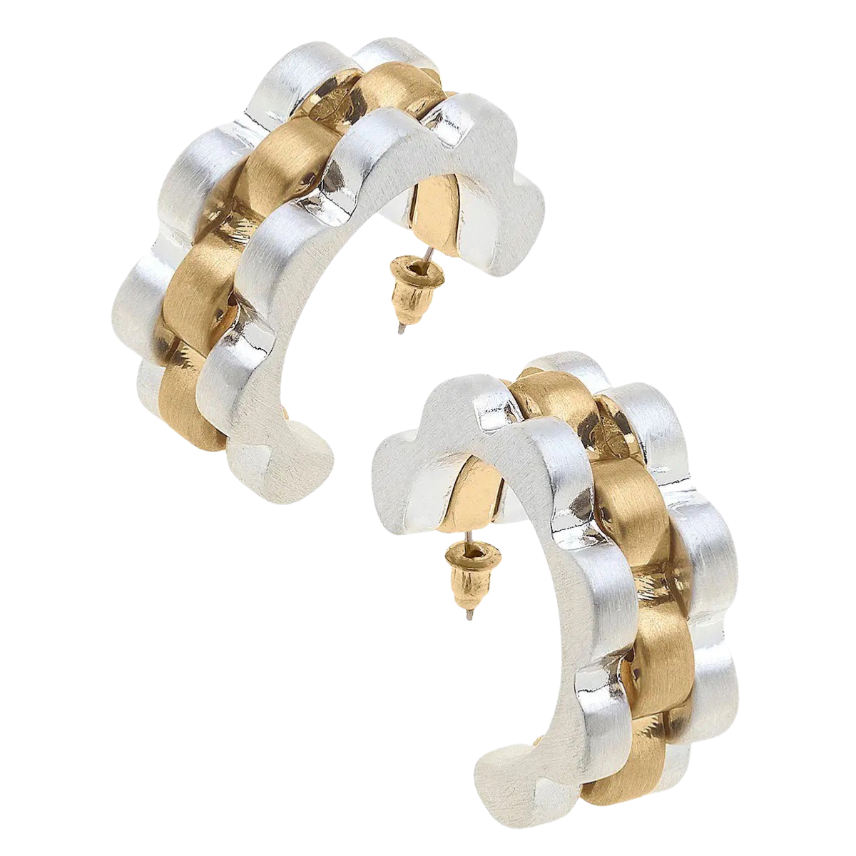 Earrings- Canvas Carter Watchband Chunky Open Hoop Earring