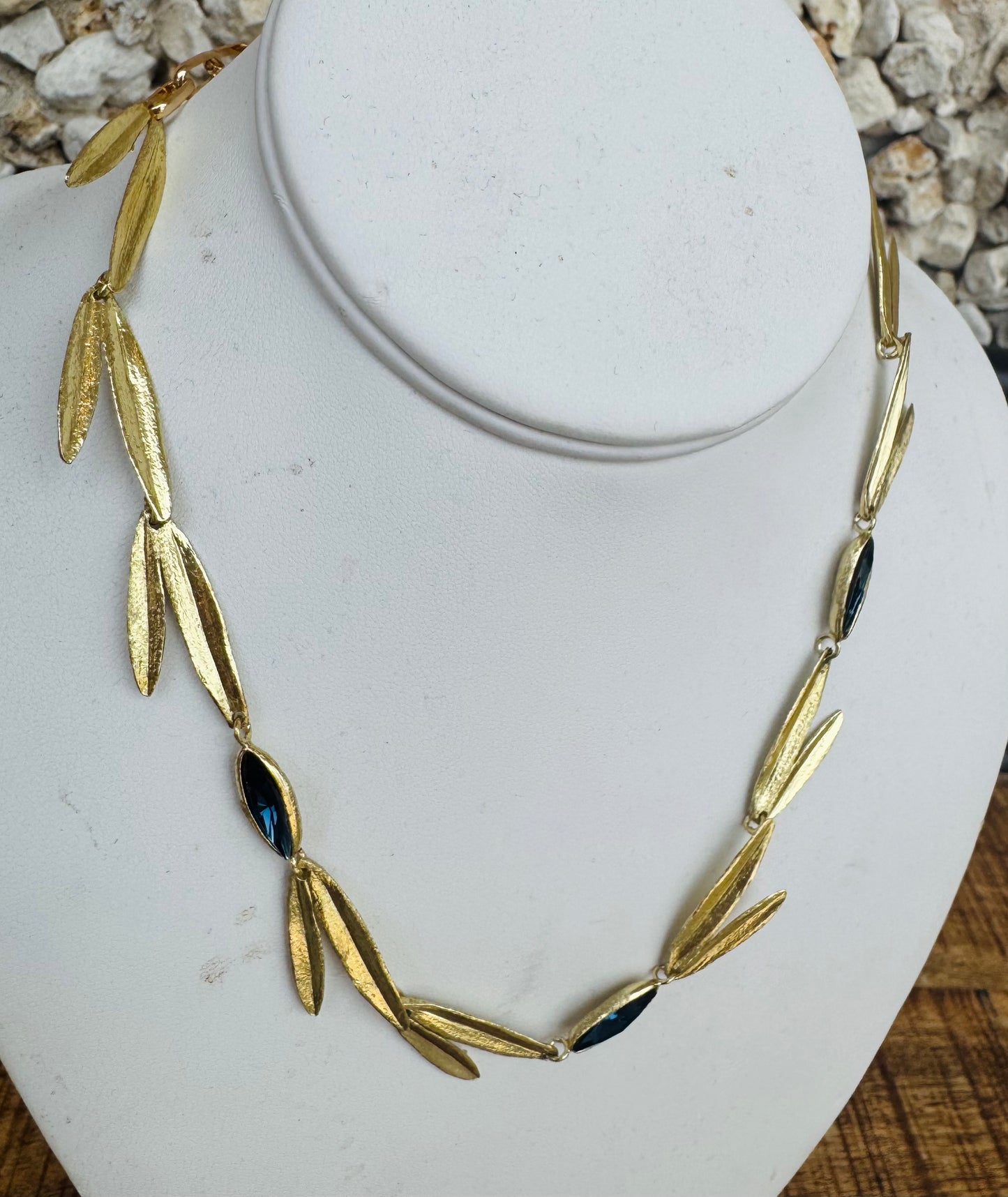 Necklaces- Kalliope Open Leaf and Crystal Necklace
