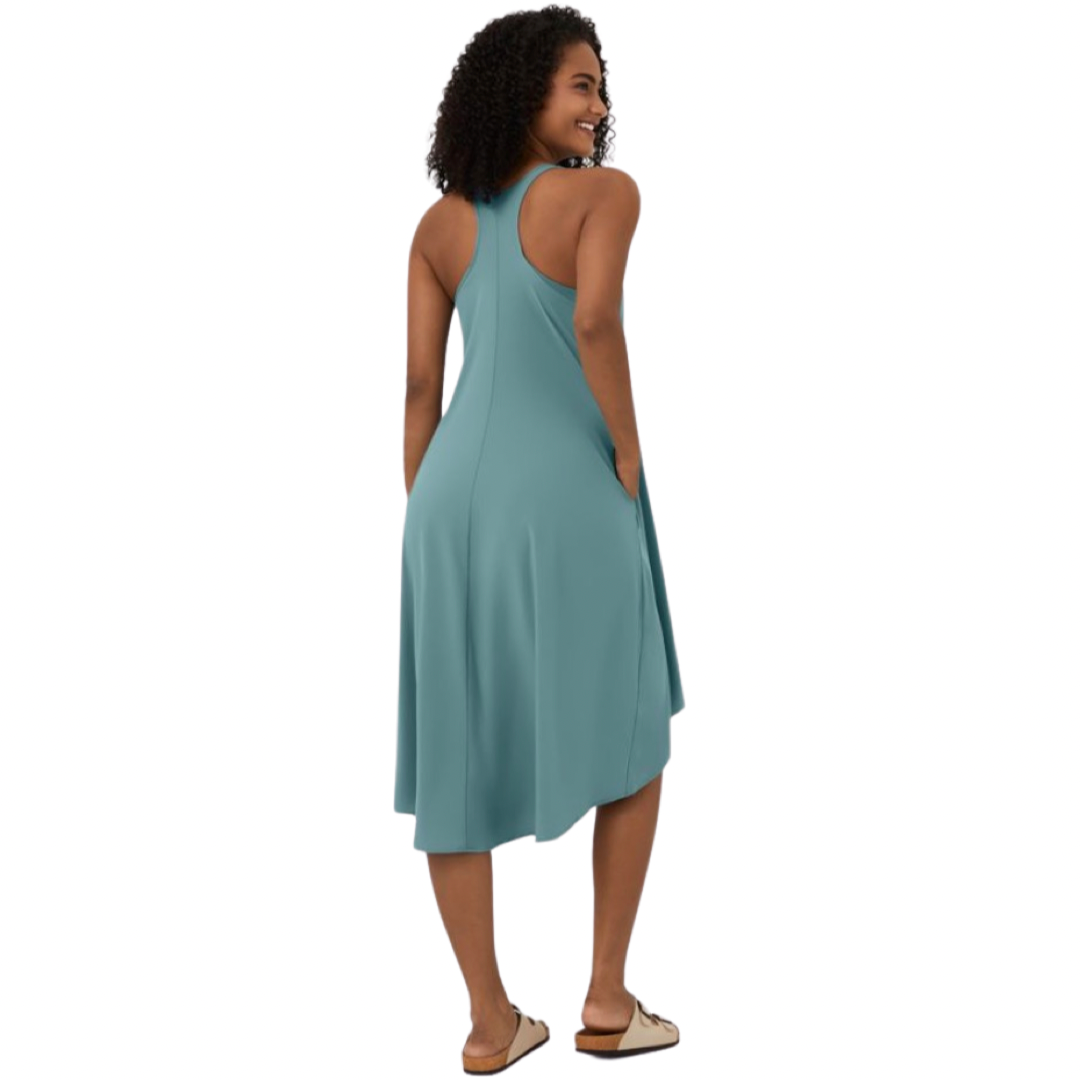 Apparel- Halara Breezeful* Backless Racerback Side Pocket High Low Midi Dress