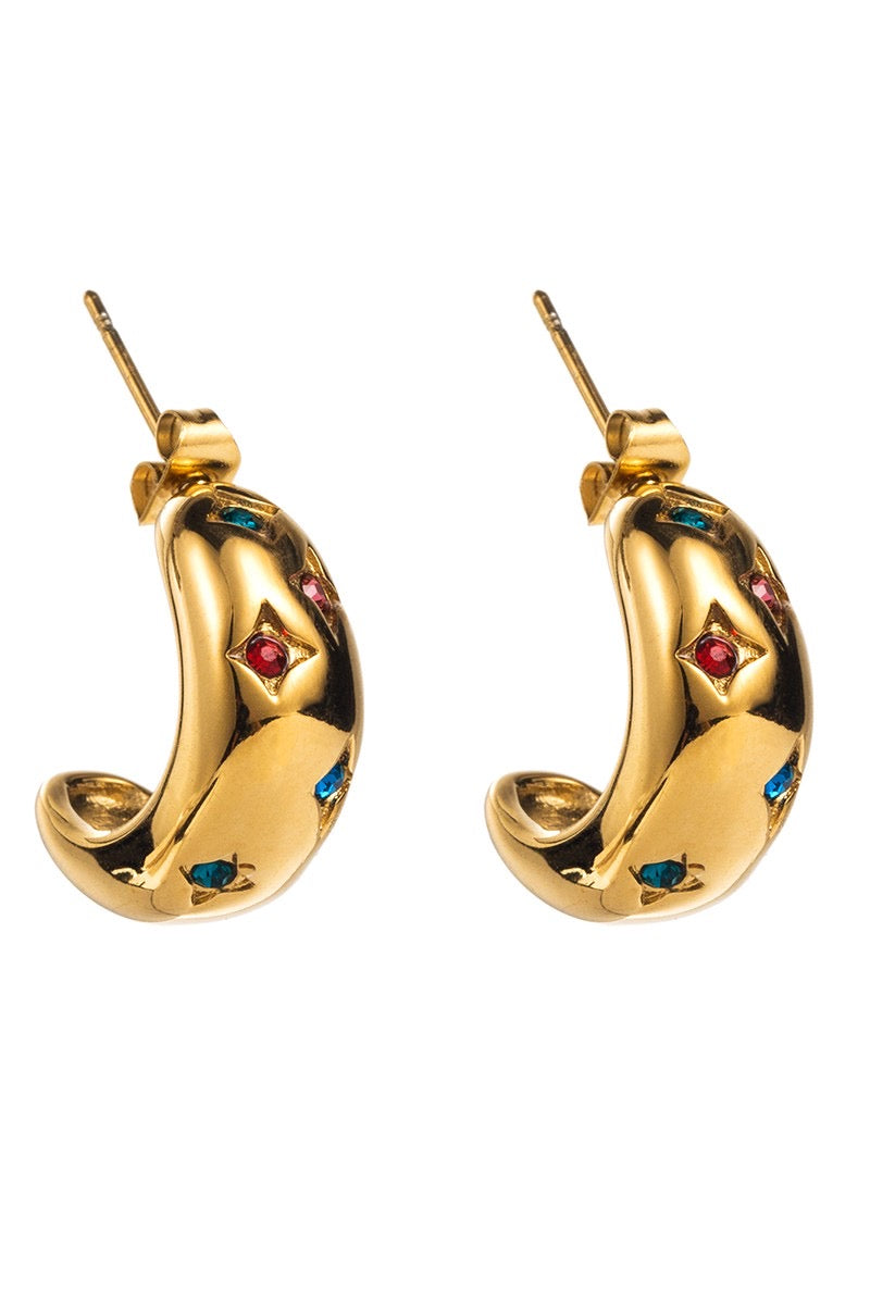 Earrings- M&E Bling Chunky Gold Hoops
