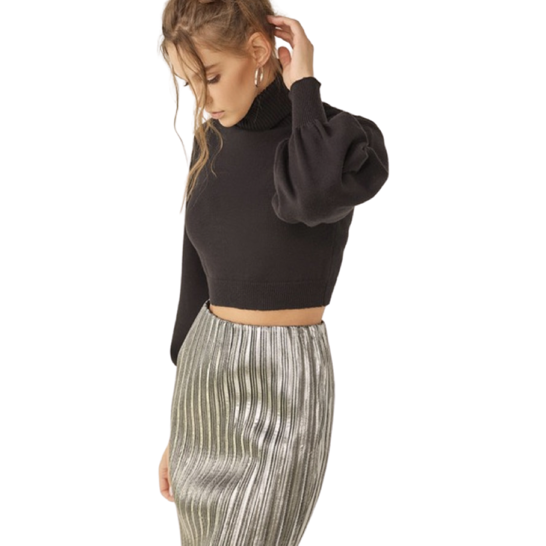 Apparel- Idem Ditto Pleated Shimmer Midi Skirt