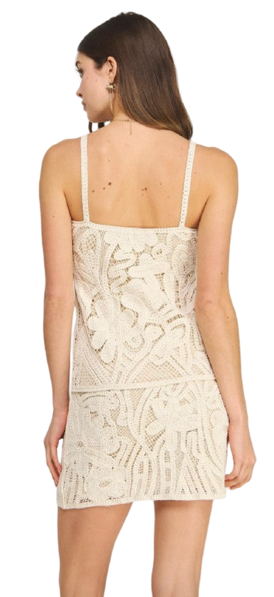 Strut and Bolt Contrast Crochet Mini Dress