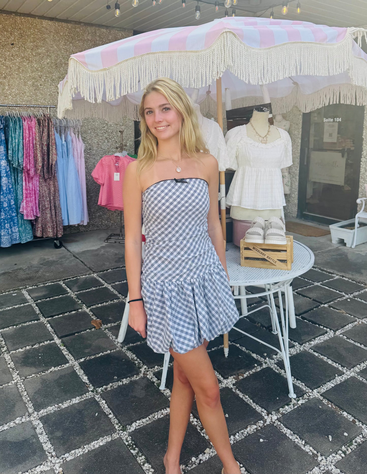 Apparel- CCLA Strapless Bubble Bottom Mini Dress