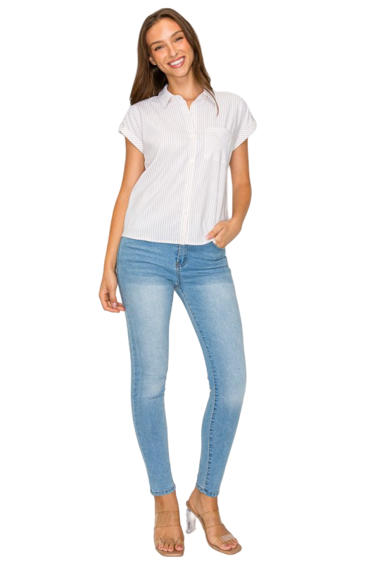 DNA Couture Striped Short Sleeve Top