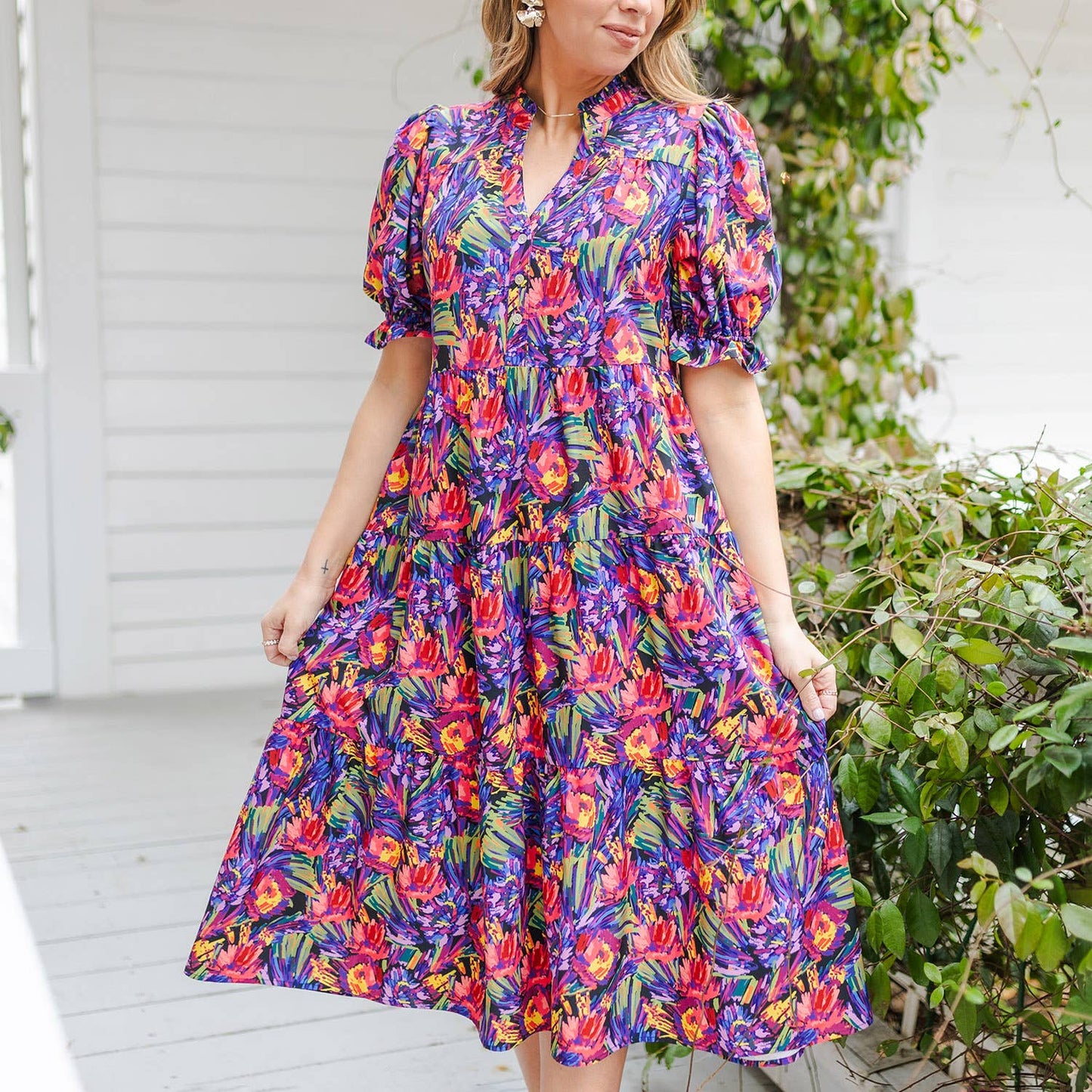 Apparel- Mary Square Evie Wanderlust Midi Dress