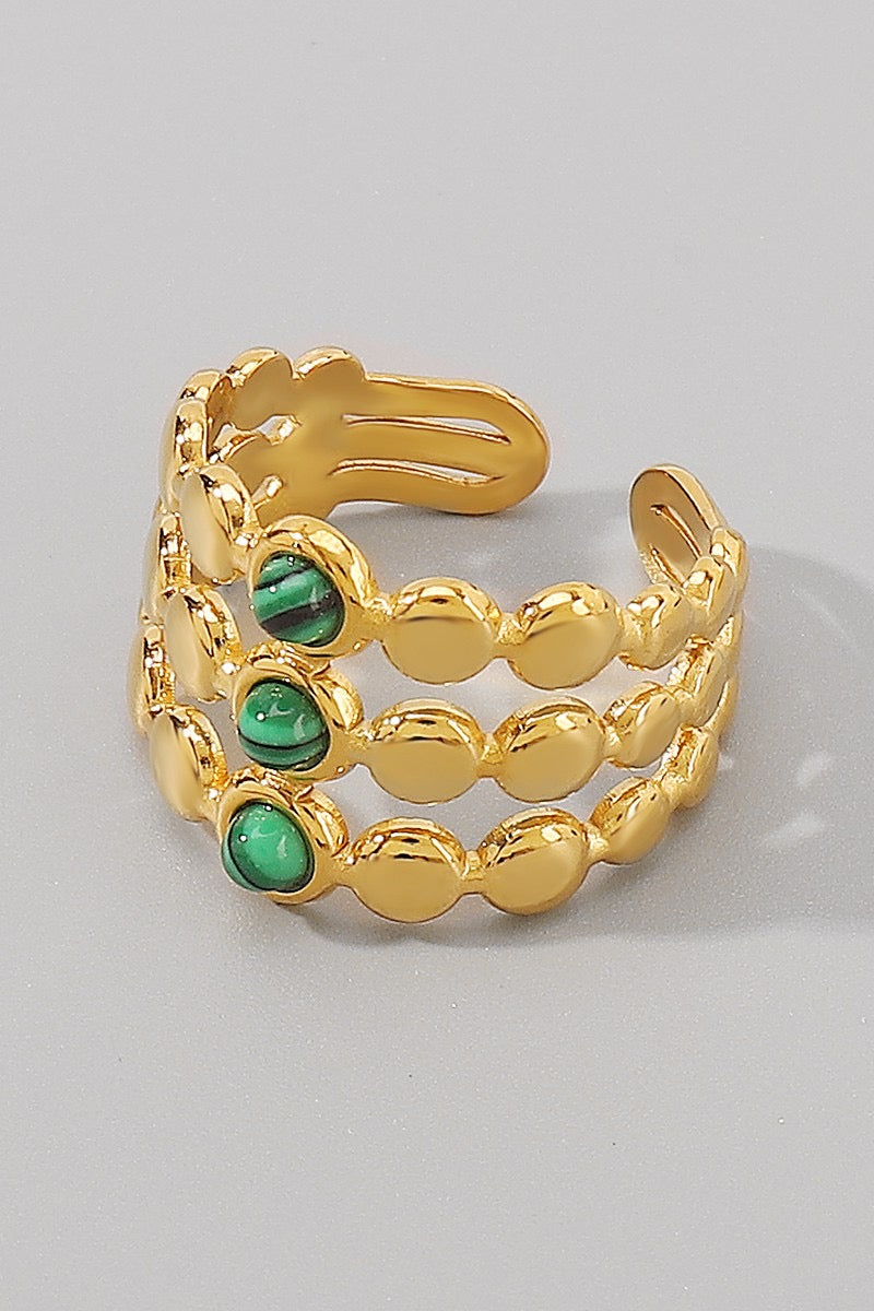 Rings- M&E Bling Geometric Malachite Open Rings