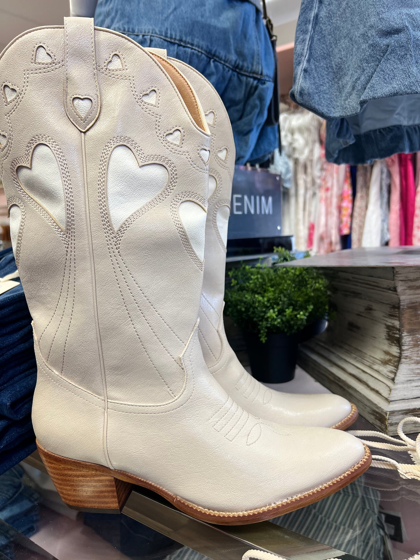 Boots- Mi.iM Mira Off White Embroidered Mid Boot