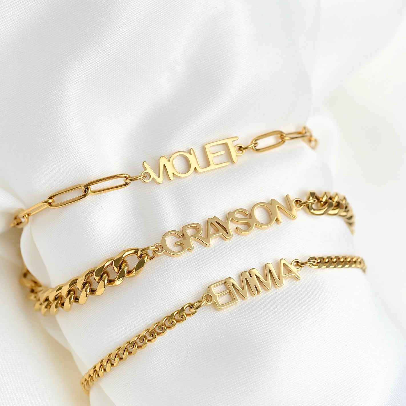 Bracelets- 18k Gold Personalized Name Bracelet