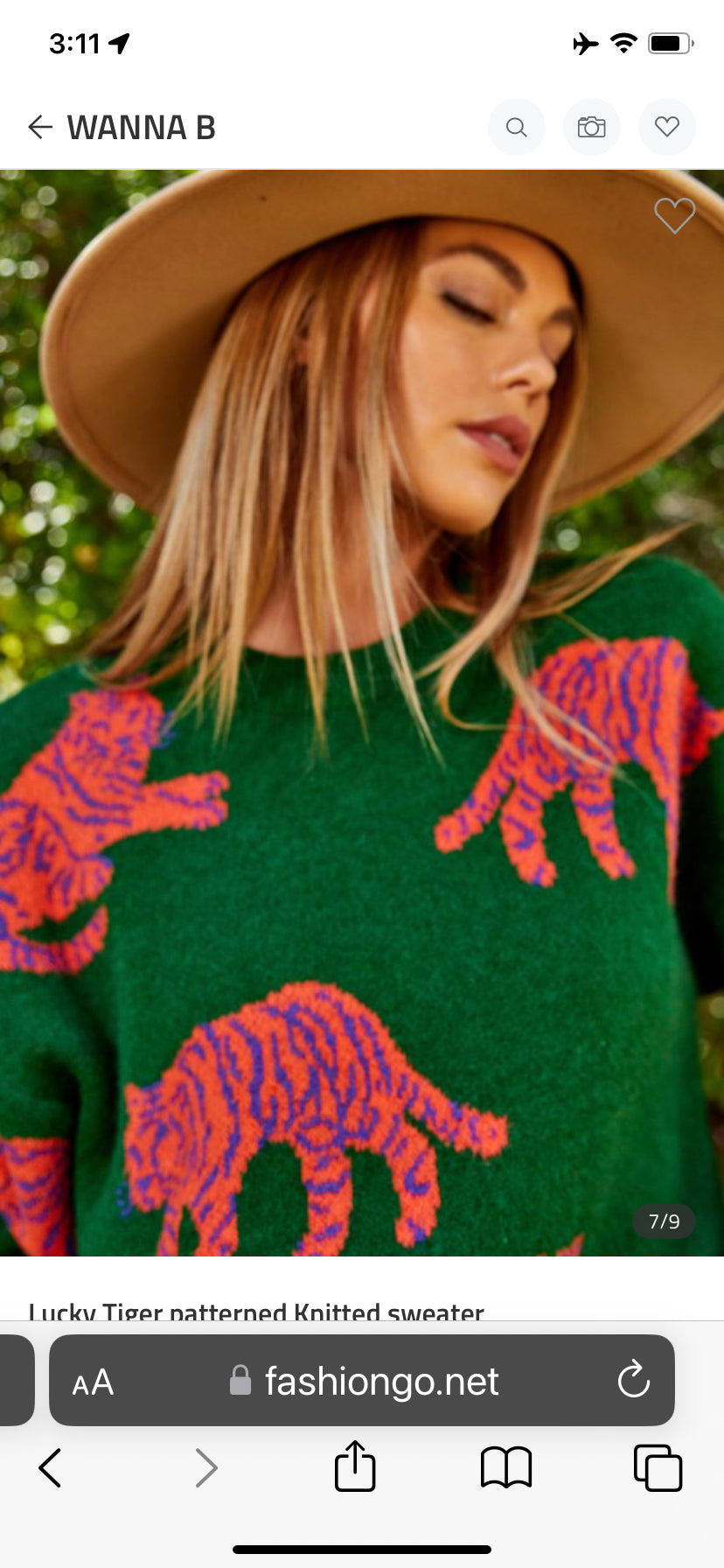 Apparel- Wanna B ME Lucky Tiger Pattern Knitted Sweater