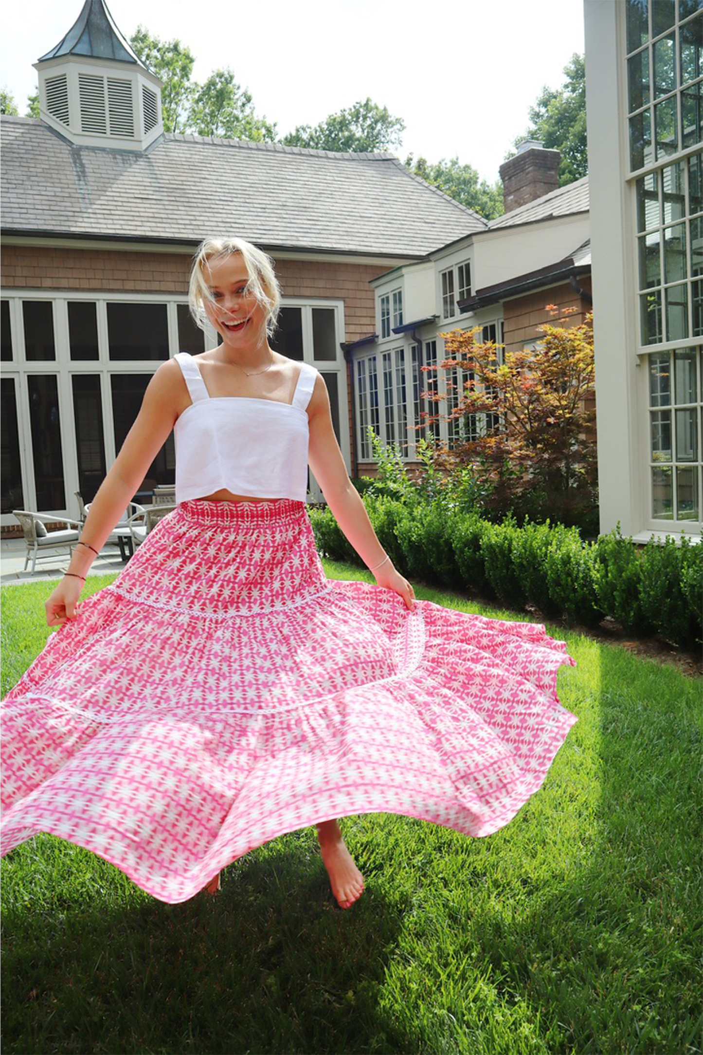 Apparel- Brooks Avenue Triple Tiered Maxi Skirt - Spice Market Pink