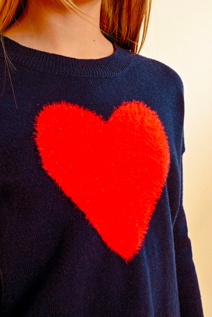 Girls-Molly Bracken Girl Heart Knit Sweater