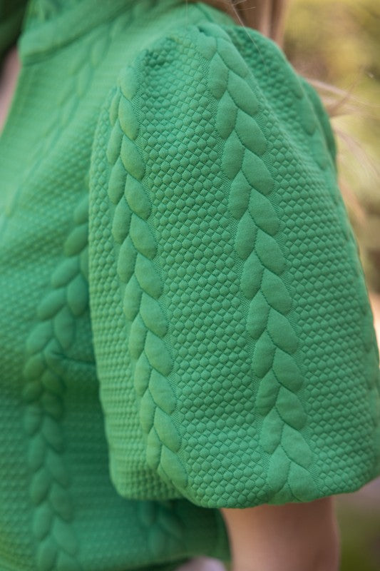 Apparel- VOY Bubble Short Puffed Sleeve Knit Top