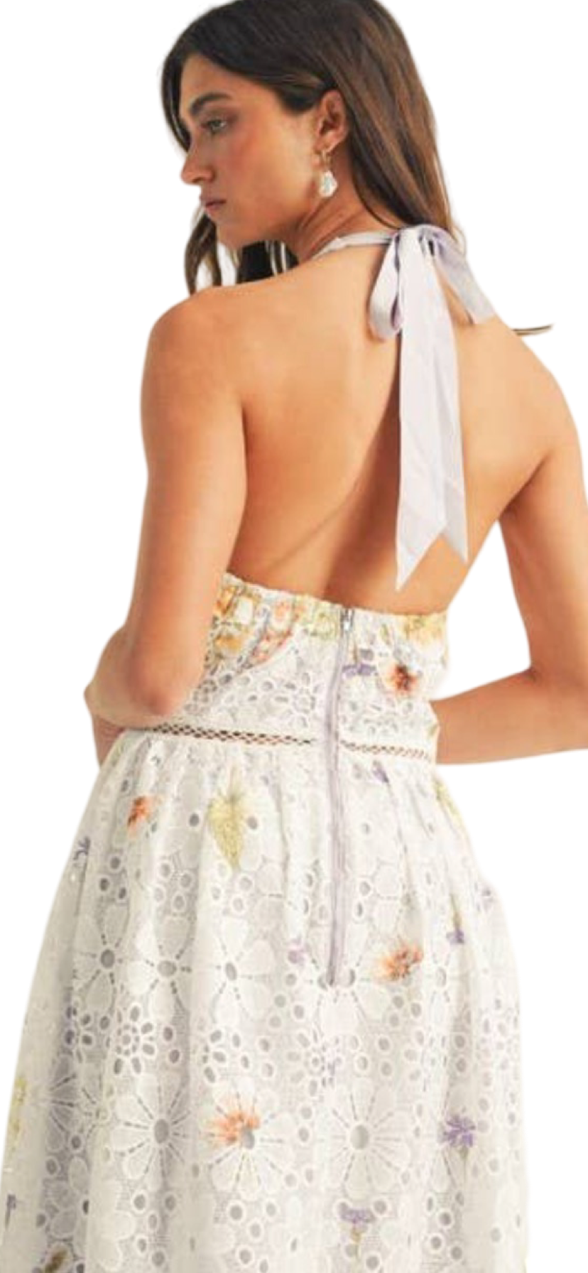 Apparel- Just Me Halter Neck Floral Border Print Midi Dress