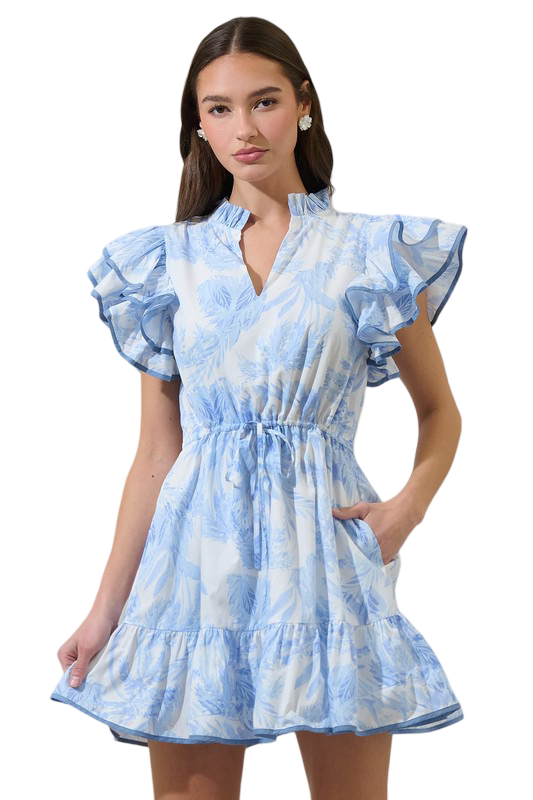 Apparel- Sugarlips Poly Floral Alina Ruffle Shift Mini Dress