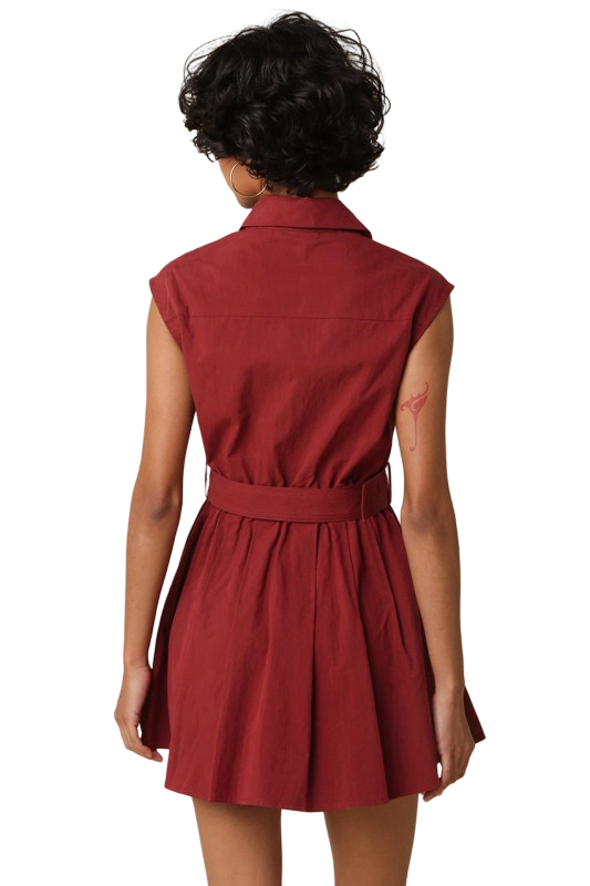 Olivaceous Donna Belted Sleeveless Shirt Mini Dress