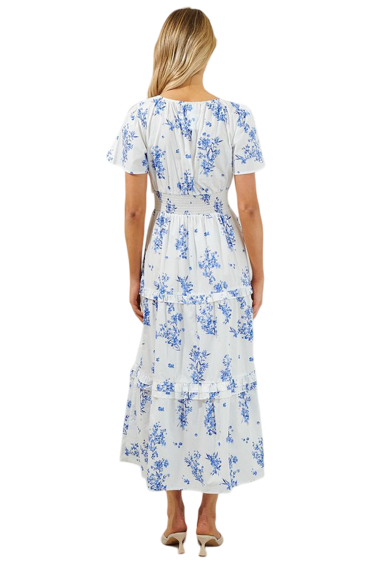 Apparel- Sugarlips Bestia Floral Palmer Poplin Tiered Maxi Dress