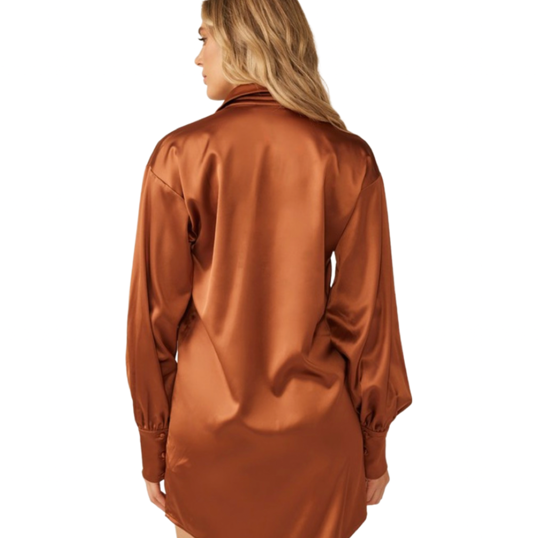 Apparel- Idem Ditto Satin Shirt Mini Dress
