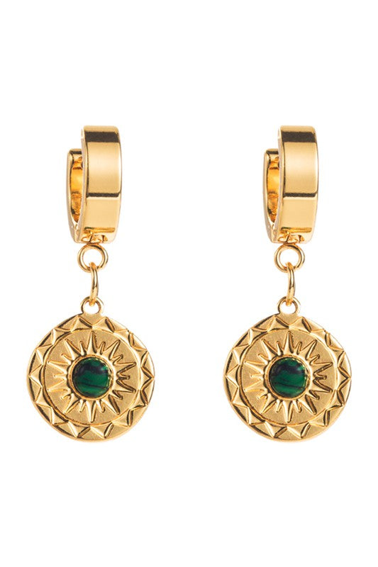 Earrings- M&E Bling Stainless Steel Sun Huggie Earrings