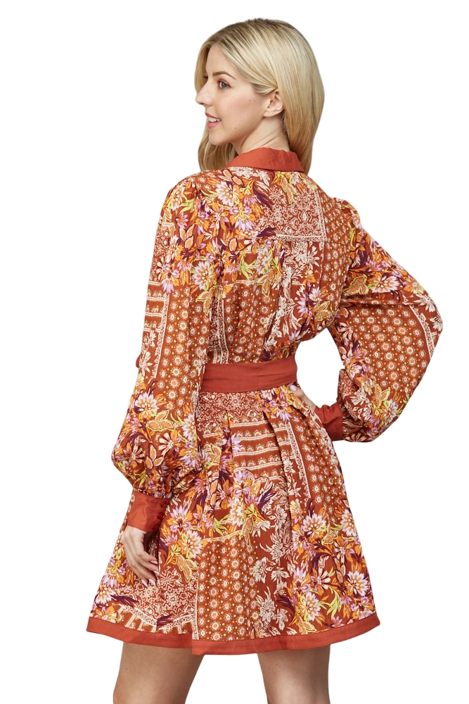 Apparel-Fate Button Down Binding Shirt Mini Dress
