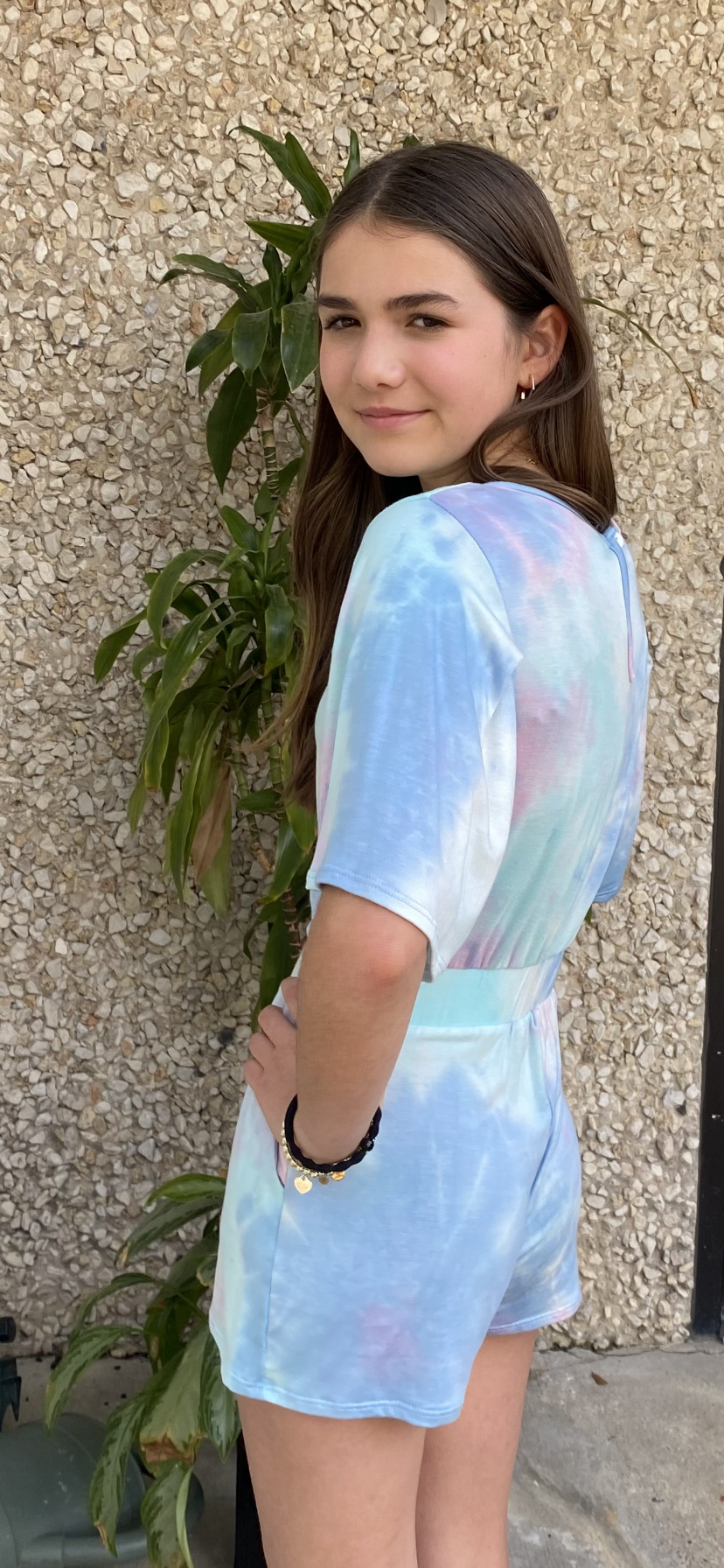 Girls- Erge Tie Dyed Terry Romper