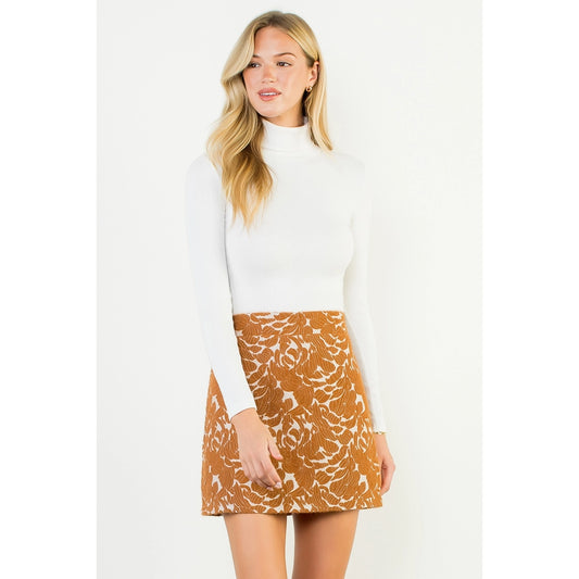 Apparel- THML Leaf Design Suede Mini Skirt