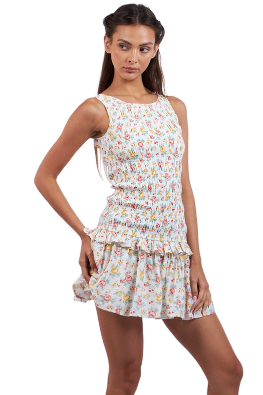 Apparel- Sky to Moon Smocked Body Ruffle Mini Dress