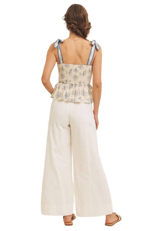 Apparel- In February Floral Print Cotton Peplum Top