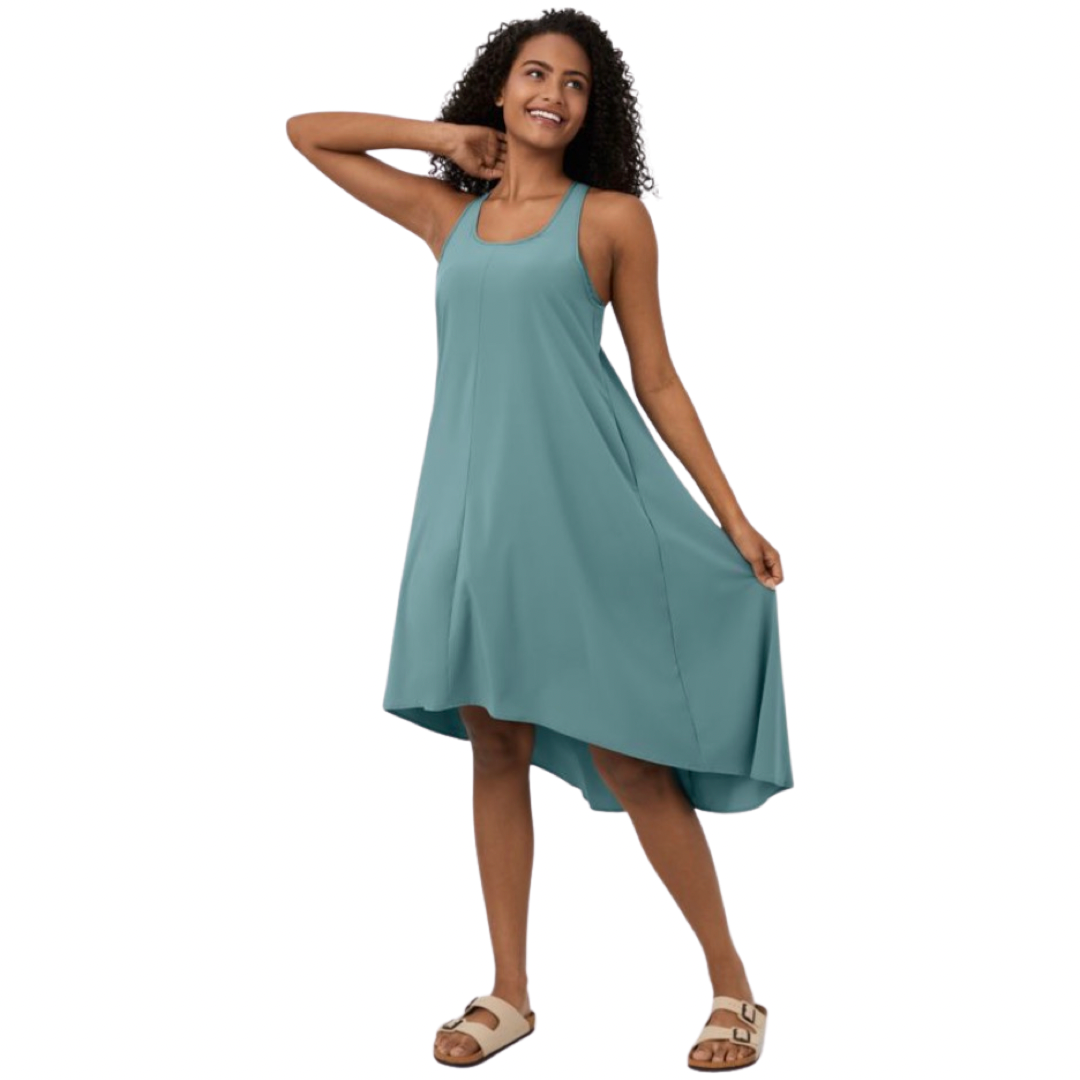 Apparel- Halara Breezeful* Backless Racerback Side Pocket High Low Midi Dress