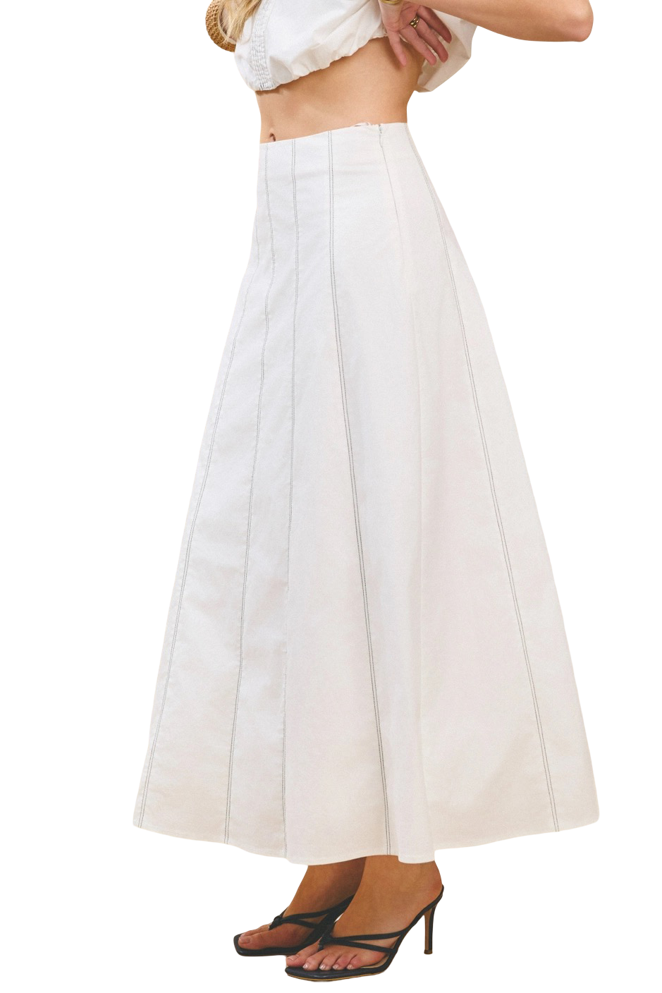 Apparel-TCEC Contrast Topstitch Maxi Skirt