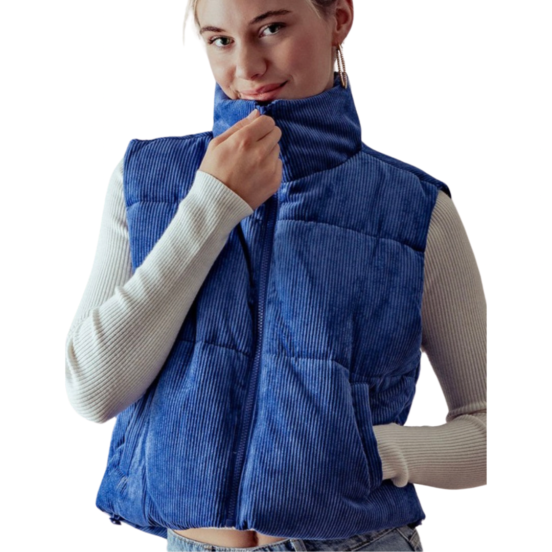 Apparel- Trend Notes Corduroy Cropped Puffer Vest