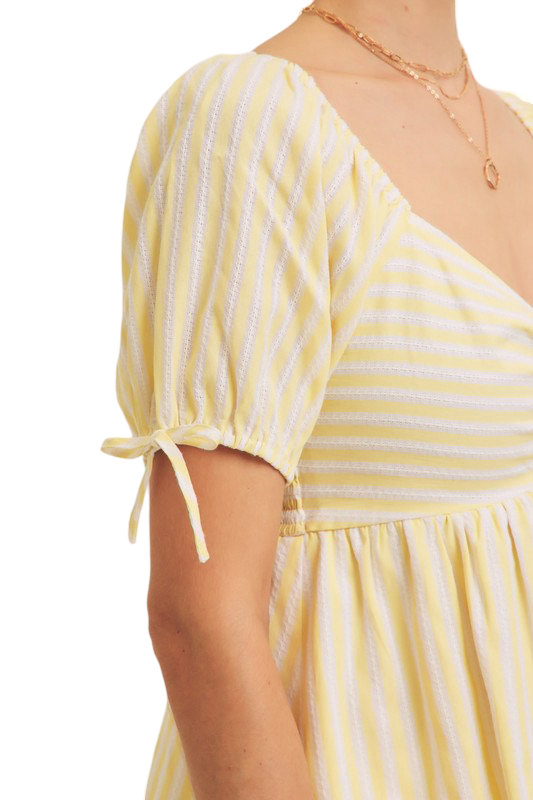 Apparel- In February Textured Striped Babydoll Top