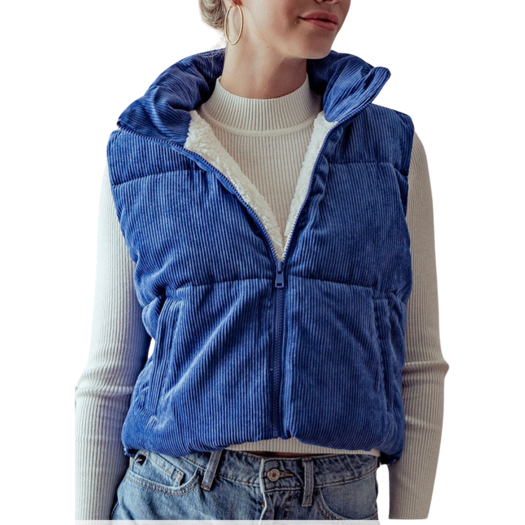 Apparel- Trend Notes Corduroy Cropped Puffer Vest