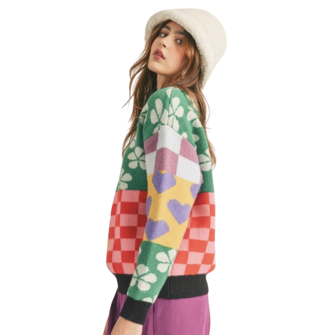 Apparel- En Merci Multi Pattern Patch Sweater