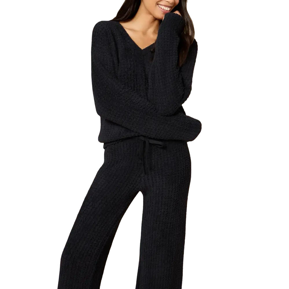Apparel- Softies Marshmallow Waffle V Neck Lounge Set