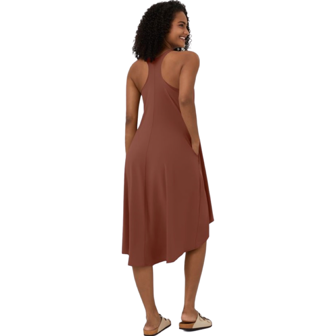 Apparel- Halara Breezeful* Backless Racerback Side Pocket High Low Midi Dress