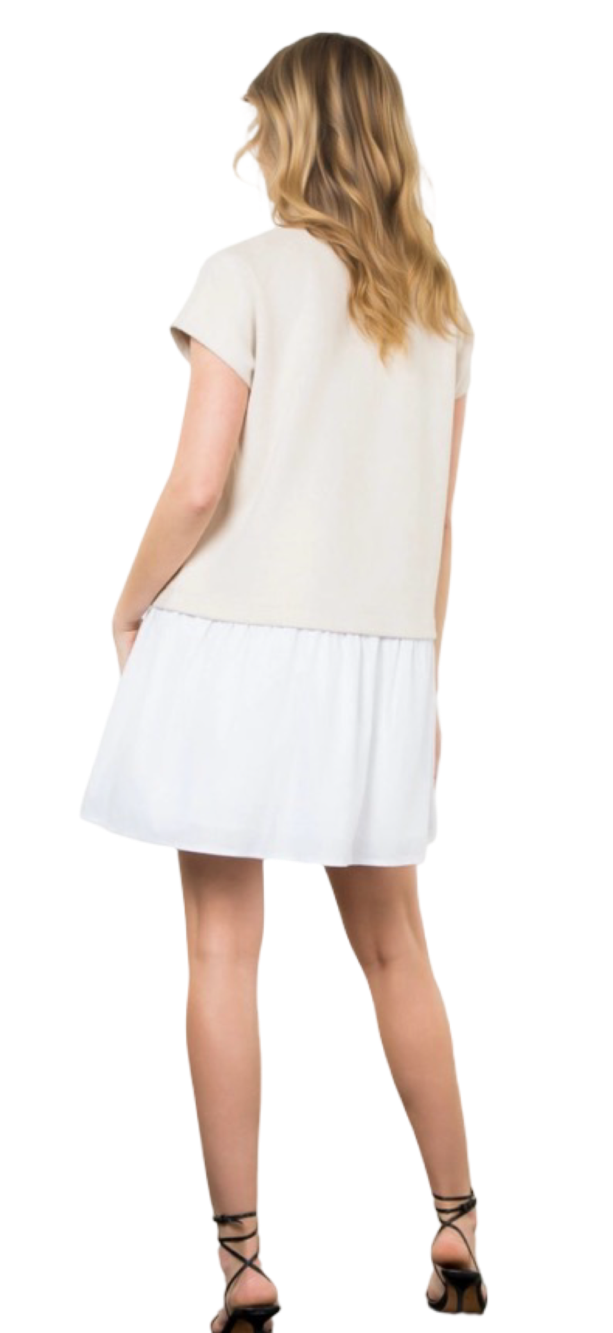 Apparel- THML Mixed Media Suede Short Sleeve Mini Dress