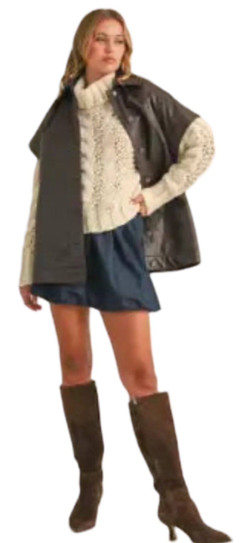 Apparel- Klesis Oversized Faux Leather Vest with Pockets