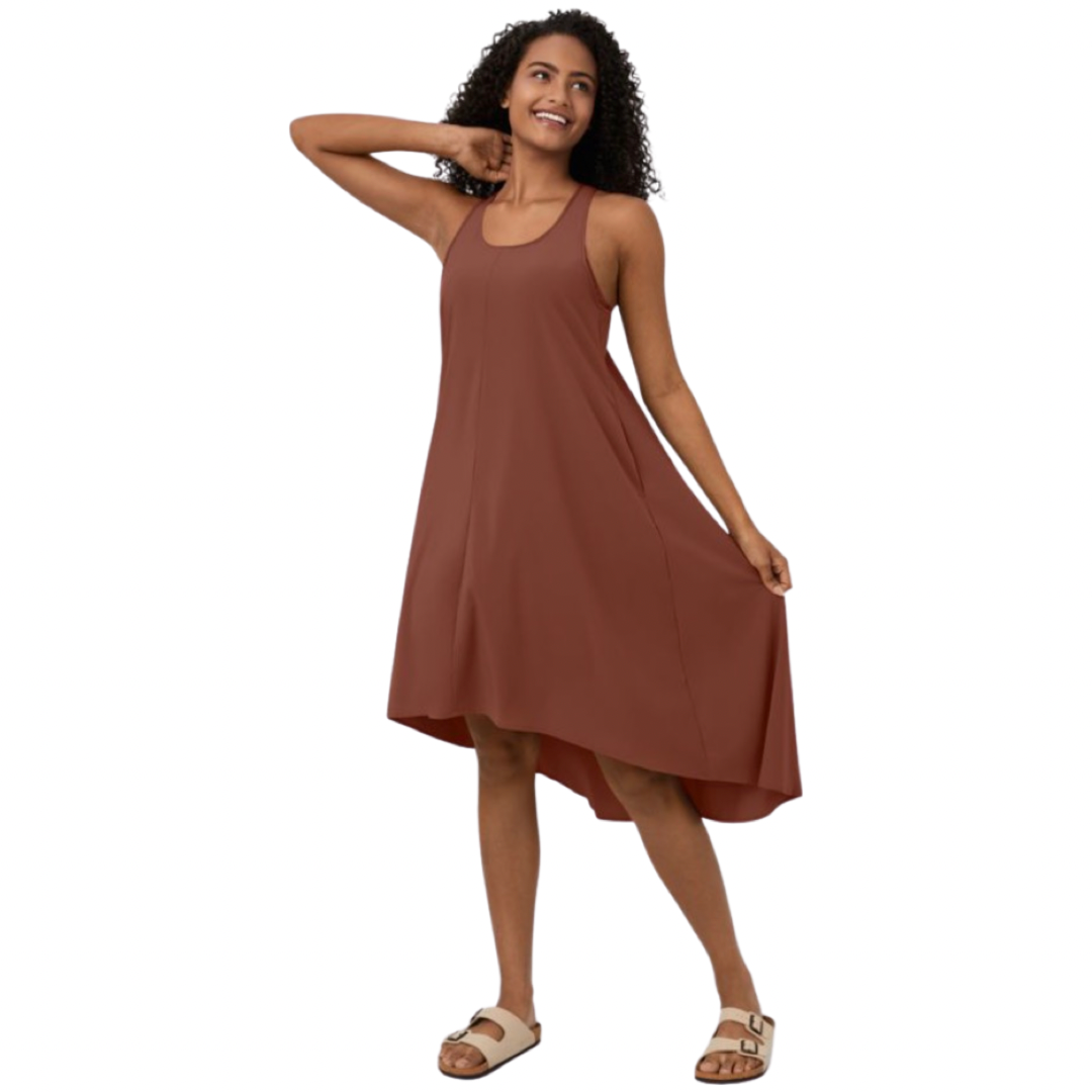 Apparel- Halara Breezeful* Backless Racerback Side Pocket High Low Midi Dress