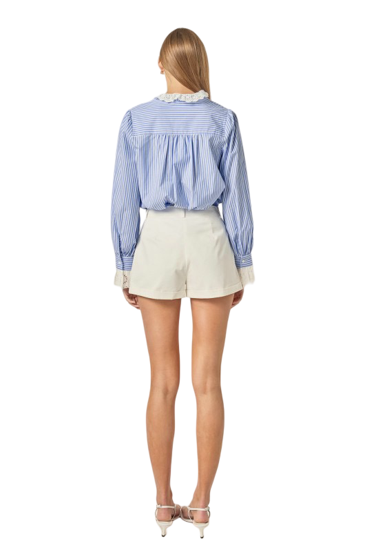 English Factory Lace Detail Striped Blouse Shirt