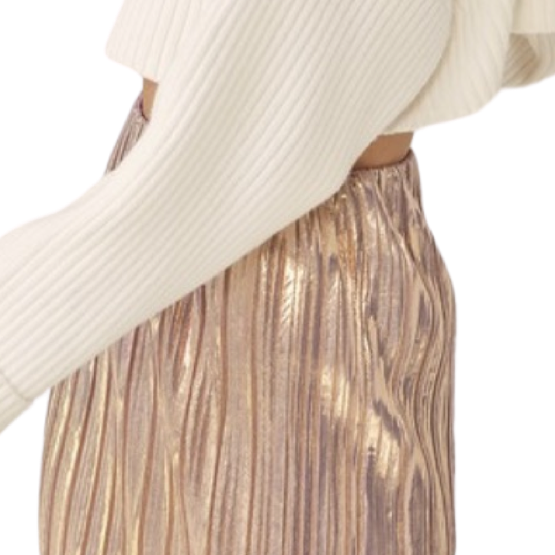 Apparel- Idem Ditto Pleated Shimmer Midi Skirt