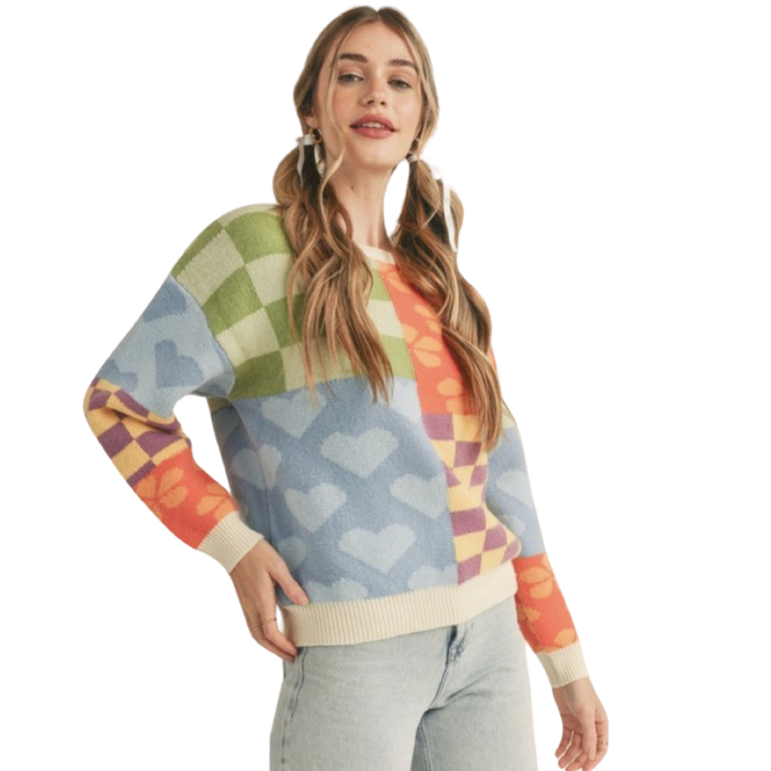 Apparel- En Merci Multi Pattern Patch Sweater