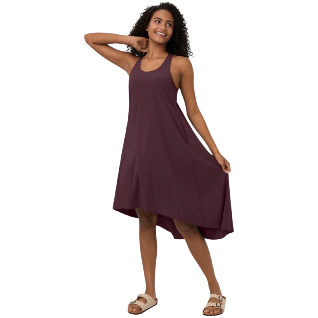 Apparel- Halara Breezeful* Backless Racerback Side Pocket High Low Midi Dress