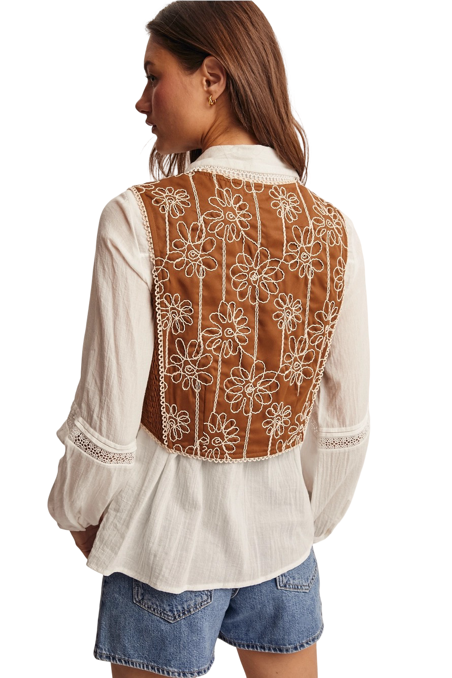 Apparel- Forte Boho Front Tie Vest Top