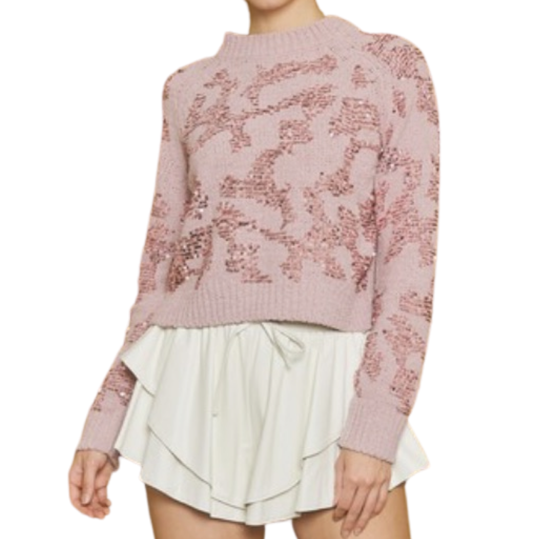 Apparel- Idem Ditto Cropped Sequin Sweater