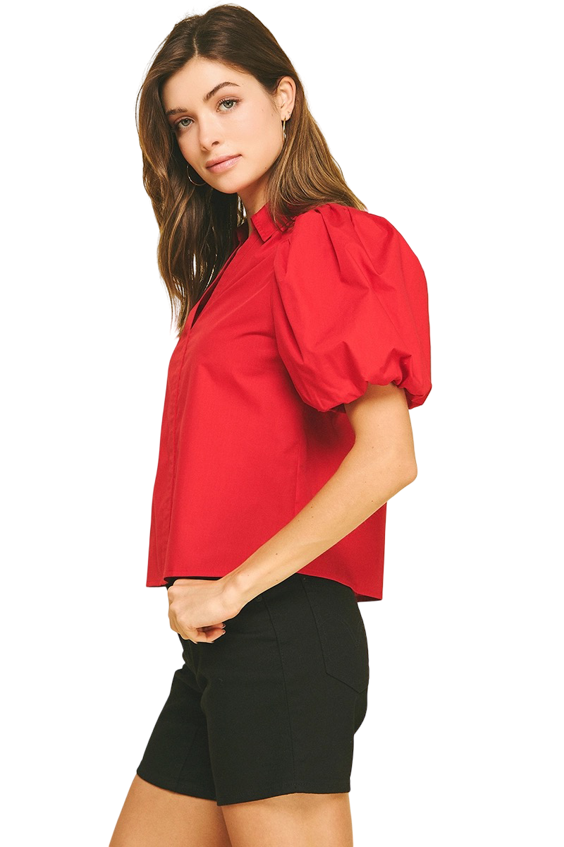 Apparel- Pinch Bubble Sleeve Short Sleeve Top