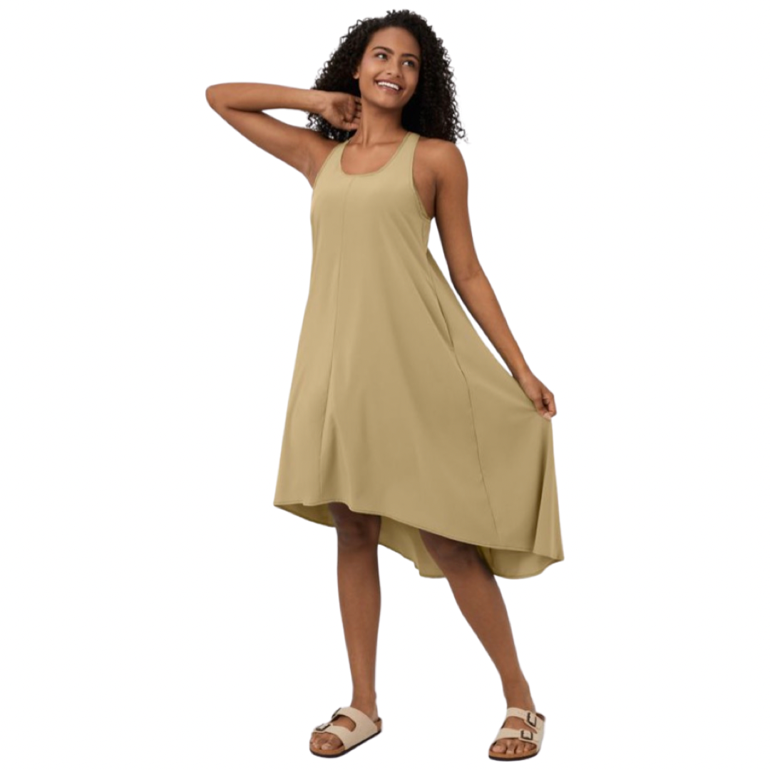 Apparel- Halara Breezeful* Backless Racerback Side Pocket High Low Midi Dress