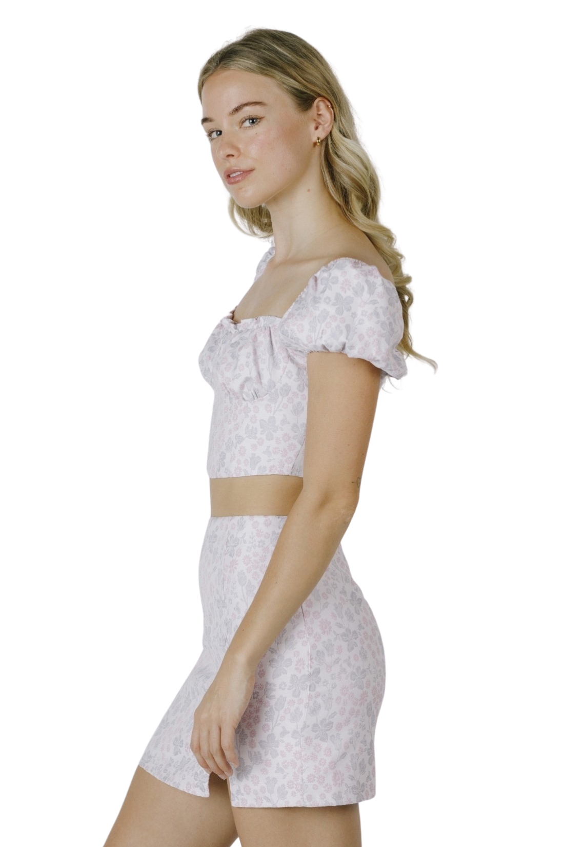 Apparel- Storia Pattern Front Slit Mini Skirt