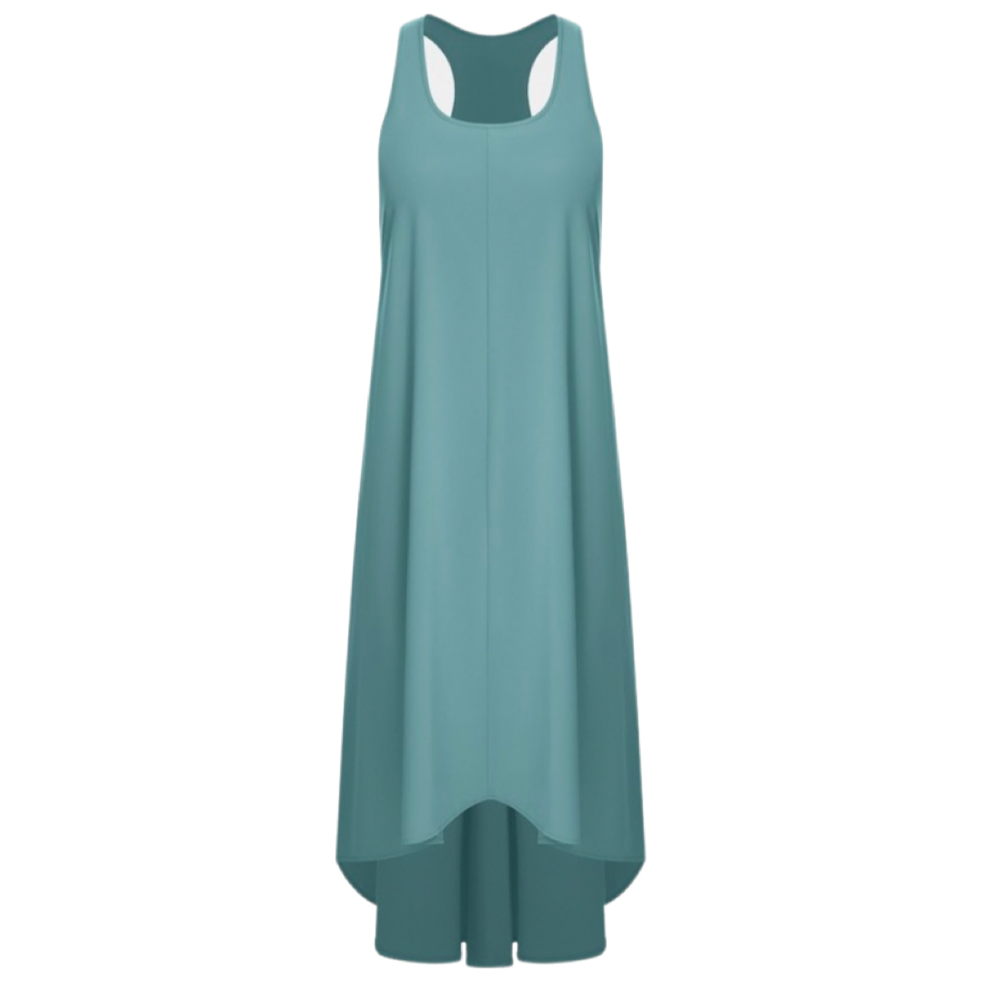 Apparel- Halara Breezeful* Backless Racerback Side Pocket High Low Midi Dress